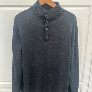 Rodd & Gunn 100% Italian Wool Sweater Dark Grey Men's Size 3X Buttons Longsleeve